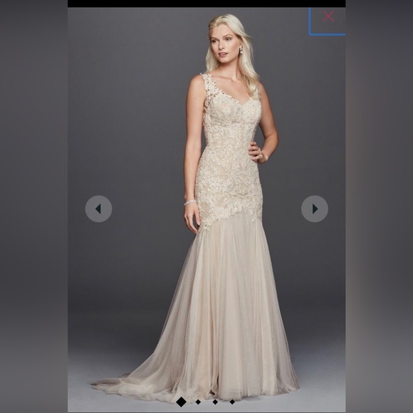 beaded venice lace trumpet wedding dress Galina Signature, Beaded Venice Lace Trumpet SWG 723 Preowned Wedding Dress Save 79%